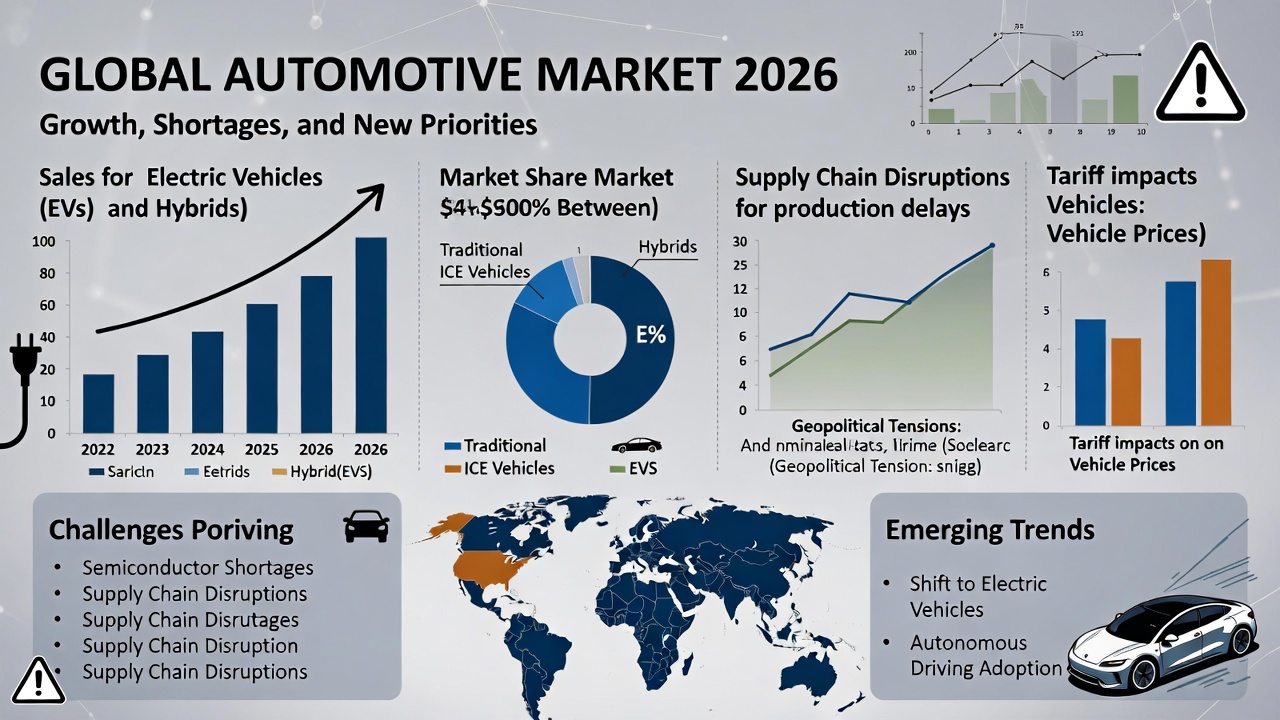 De wereldwijde automarkt in 2026: groei, tekorten en nieuwe prioriteiten